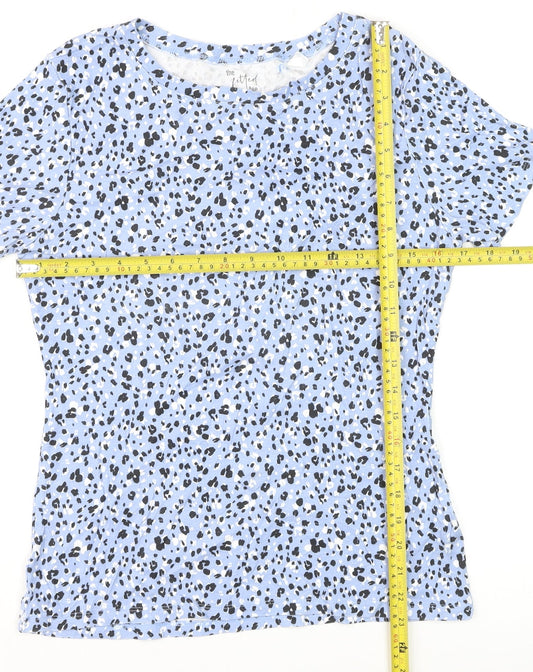Papaya Womens Blue Animal Print Fitted T-Shirt Size 14