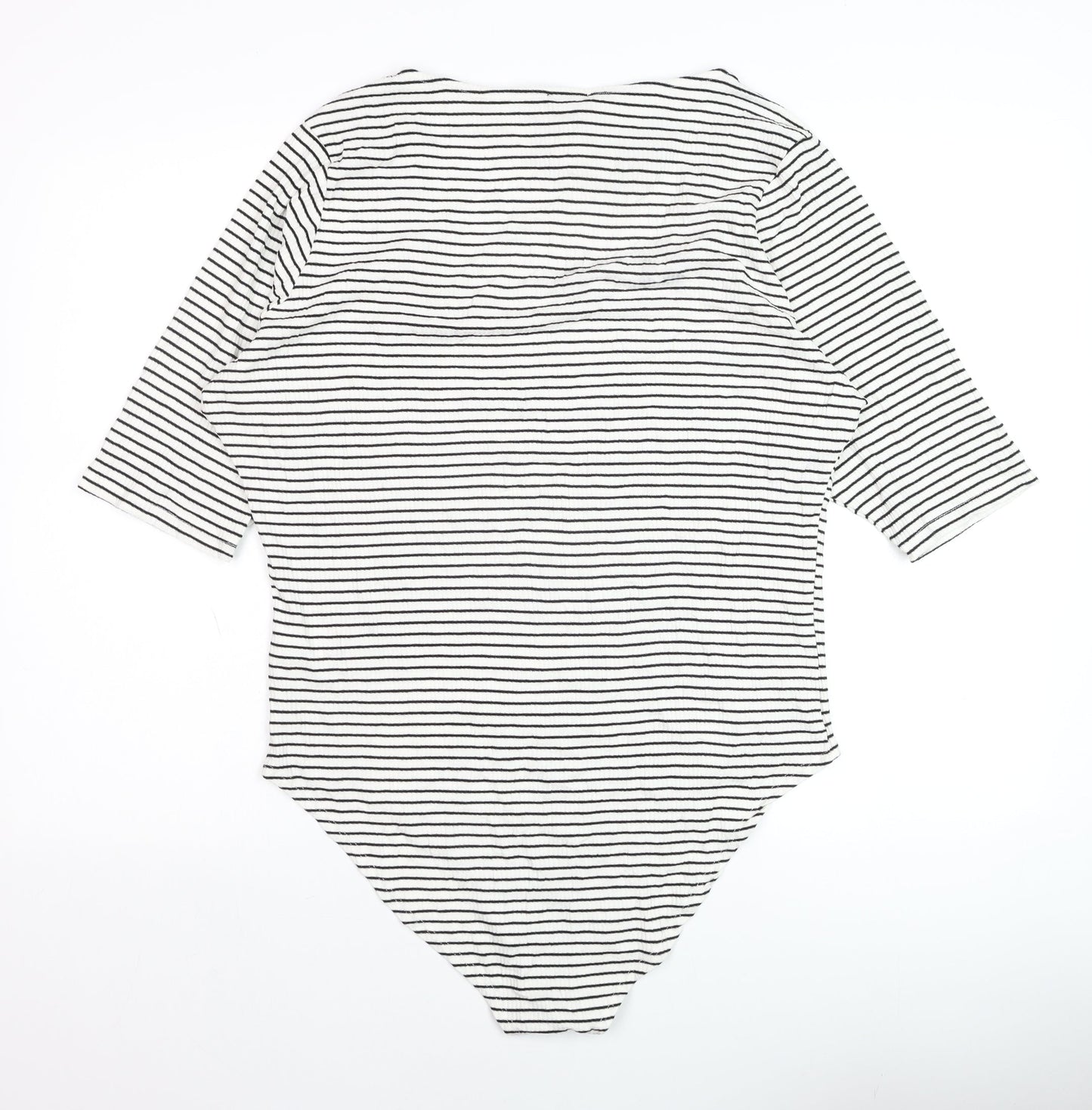River Island Women's White Striped V-Neck Bodysuit Size 24