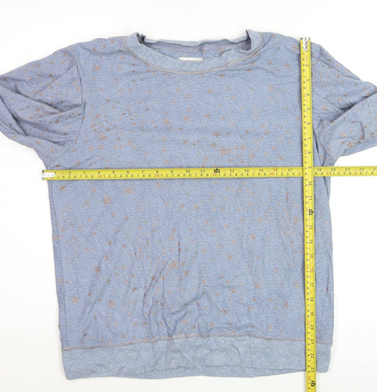 Next Women Blue Star Print Crew Neck Pullover Jumper Size M