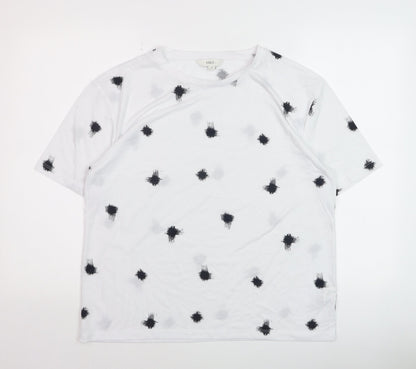 Marks and Spencer Women’s White Black Print Cotton Blend T-Shirt Size 14