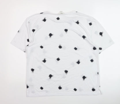 Marks and Spencer Women’s White Black Print Cotton Blend T-Shirt Size 14