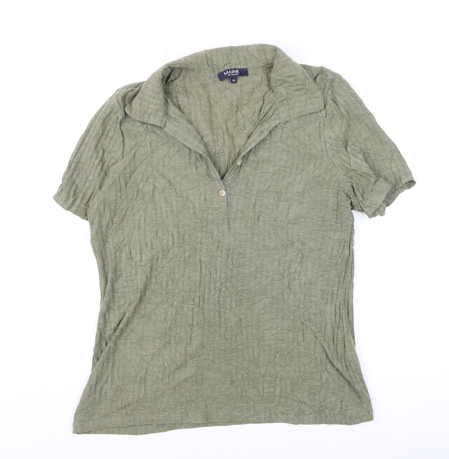 Maine New England Womens Green Polo Shirt Size 16 Cotton Blend