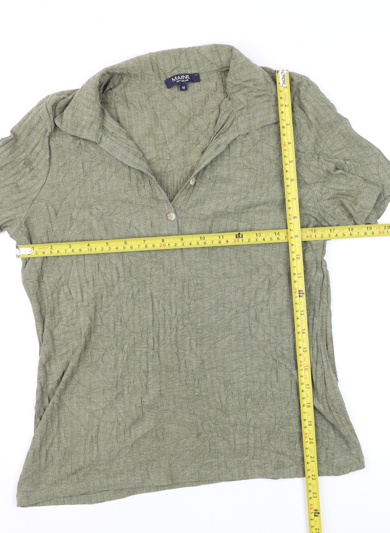 Maine New England Womens Green Polo Shirt Size 16 Cotton Blend