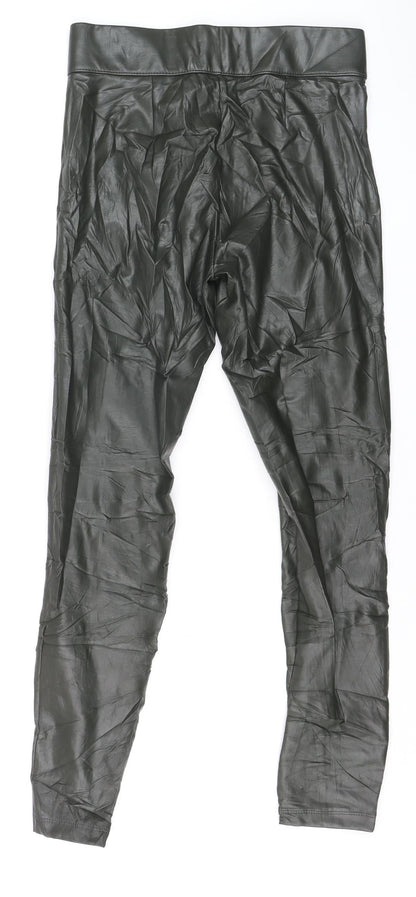Marks and Spencer Women's Green Faux Leather Ankle Leggings Size 10 Long