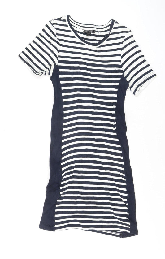 Topshop Women’s Navy Striped T-Shirt Dress Size 8
