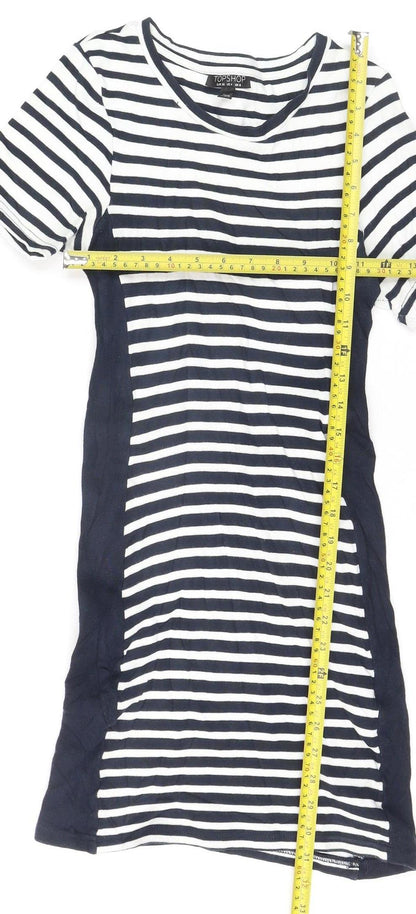 Topshop Women’s Navy Striped T-Shirt Dress Size 8