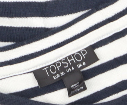 Topshop Women’s Navy Striped T-Shirt Dress Size 8