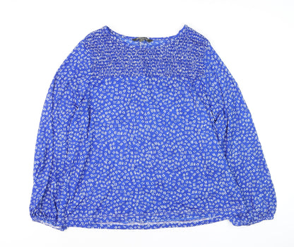 Bonmarché Women's Blue Floral Long Sleeve Tunic Blouse Size 16