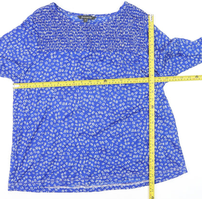 Bonmarché Women's Blue Floral Long Sleeve Tunic Blouse Size 16