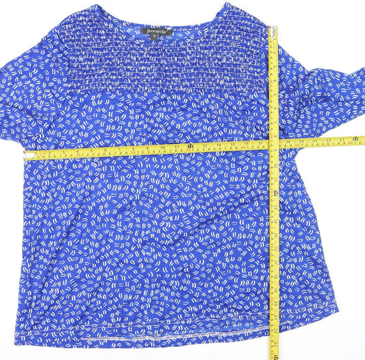 Bonmarché Women's Blue Floral Long Sleeve Tunic Blouse Size 16