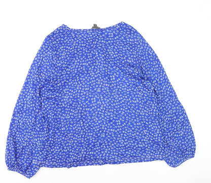 Bonmarché Women's Blue Floral Long Sleeve Tunic Blouse Size 16