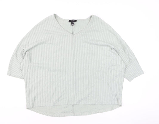 New Look Women’s Green V-Neck Relaxed Knit Jumper Size M