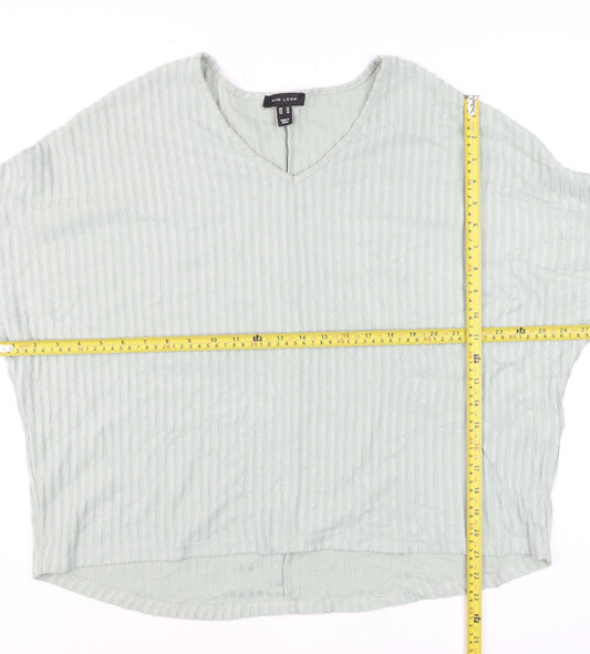 New Look Women’s Green V-Neck Relaxed Knit Jumper Size M