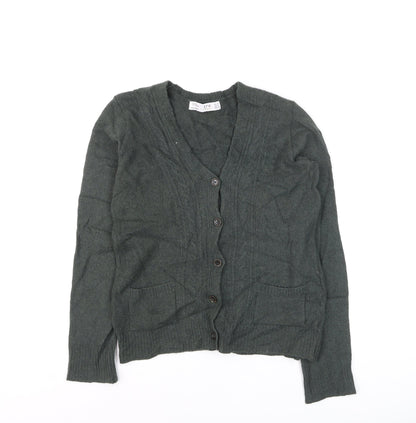 TRF Women’s Green Wool Blend Cable Knit Cardigan Size 8