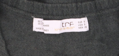 TRF Women’s Green Wool Blend Cable Knit Cardigan Size 8