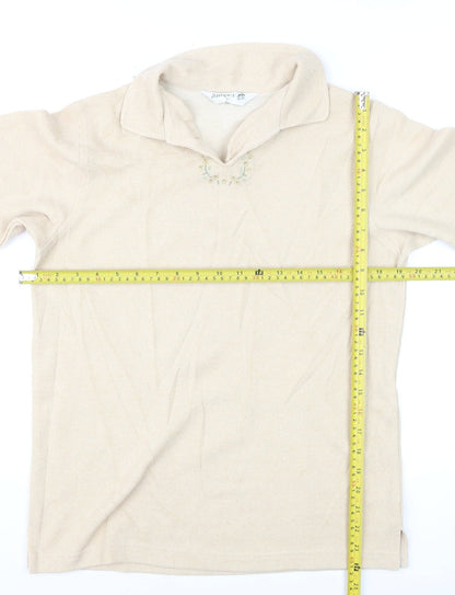 Jumper Women Beige Collared Pullover Knit Long Sleeve S