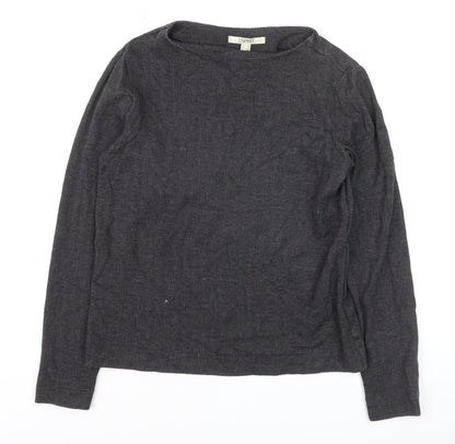Esprit Womens Grey Herringbone Cotton Jumper Size 6 Long Sleeve Pullover