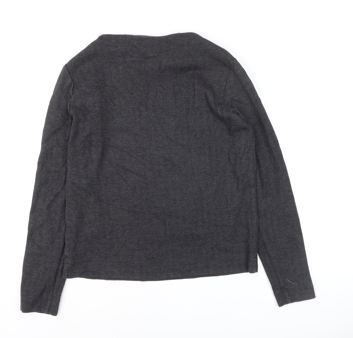 Esprit Womens Grey Herringbone Cotton Jumper Size 6 Long Sleeve Pullover