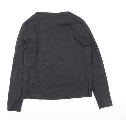 Esprit Womens Grey Herringbone Cotton Jumper Size 6 Long Sleeve Pullover