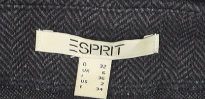 Esprit Womens Grey Herringbone Cotton Jumper Size 6 Long Sleeve Pullover