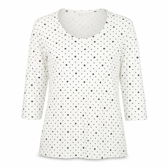 Cotton Traders Womens Ivory Polka Dot Long Sleeve T-Shirt Size 10