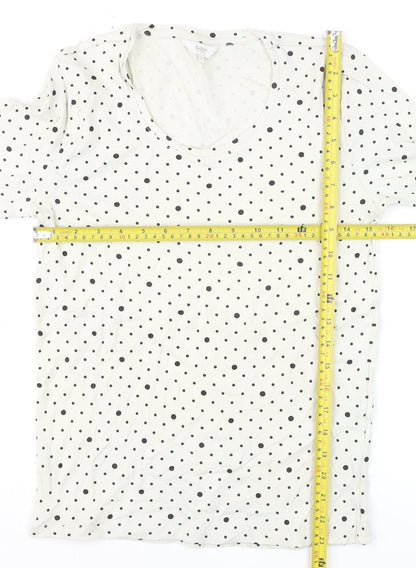 Cotton Traders Womens Ivory Polka Dot Long Sleeve T-Shirt Size 10