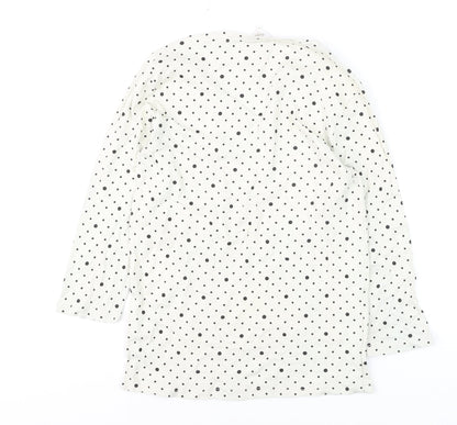 Cotton Traders Womens Ivory Polka Dot Long Sleeve T-Shirt Size 10