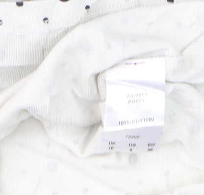 Cotton Traders Womens Ivory Polka Dot Long Sleeve T-Shirt Size 10