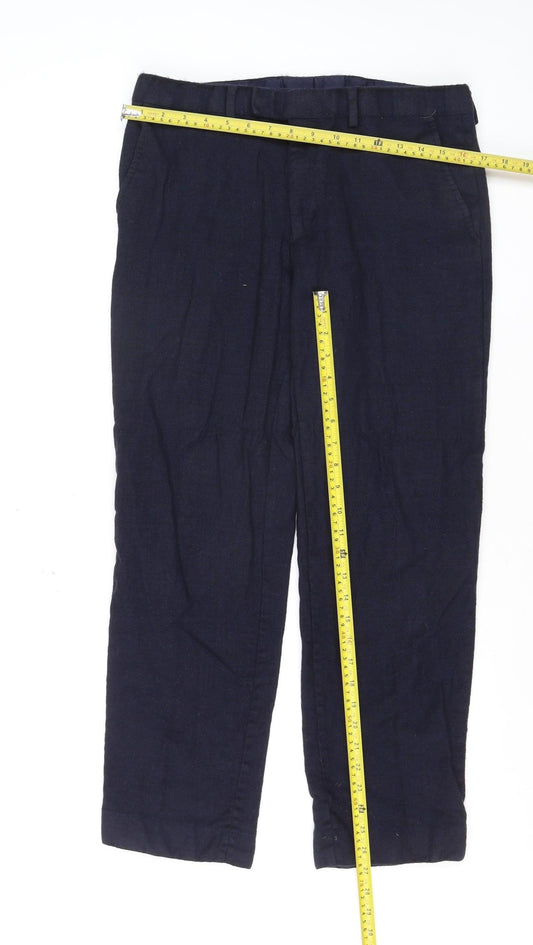 Marks and Spencer Men's Navy Wool Regular Fit Trousers 34W 31L