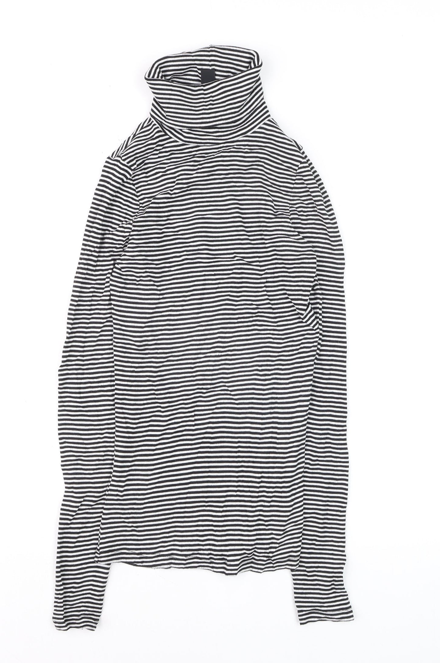 New Look Women’s Black Striped Roll Neck Long Sleeve Jumper Size 8