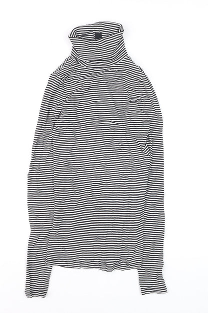 New Look Women’s Black Striped Roll Neck Long Sleeve Jumper Size 8