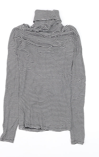 New Look Women’s Black Striped Roll Neck Long Sleeve Jumper Size 8