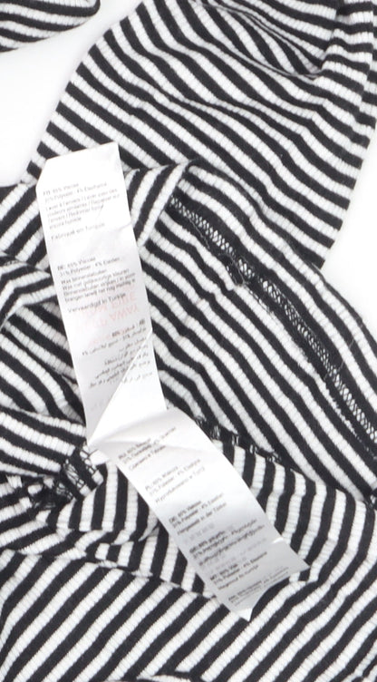 New Look Women’s Black Striped Roll Neck Long Sleeve Jumper Size 8