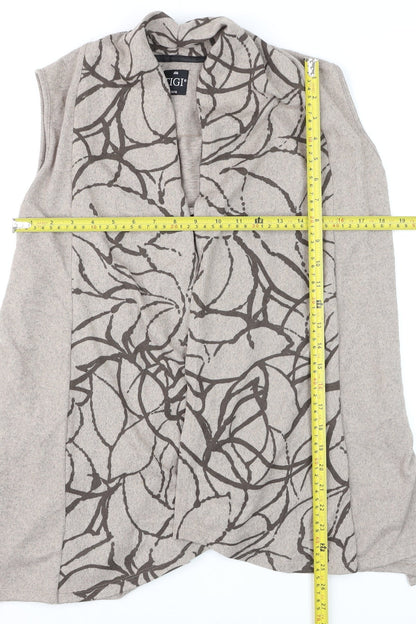 TIGI Women Beige Sleeveless Knit Cardigan Size 14/16