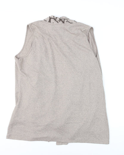 TIGI Women Beige Sleeveless Knit Cardigan Size 14/16