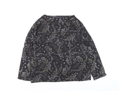 Marks and Spencer Women's Black Floral Jersey Long Sleeve T-Shirt Size 8