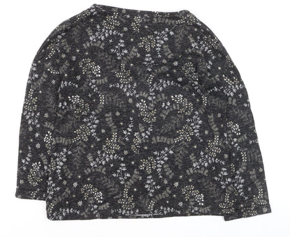 Marks and Spencer Women's Black Floral Jersey Long Sleeve T-Shirt Size 8