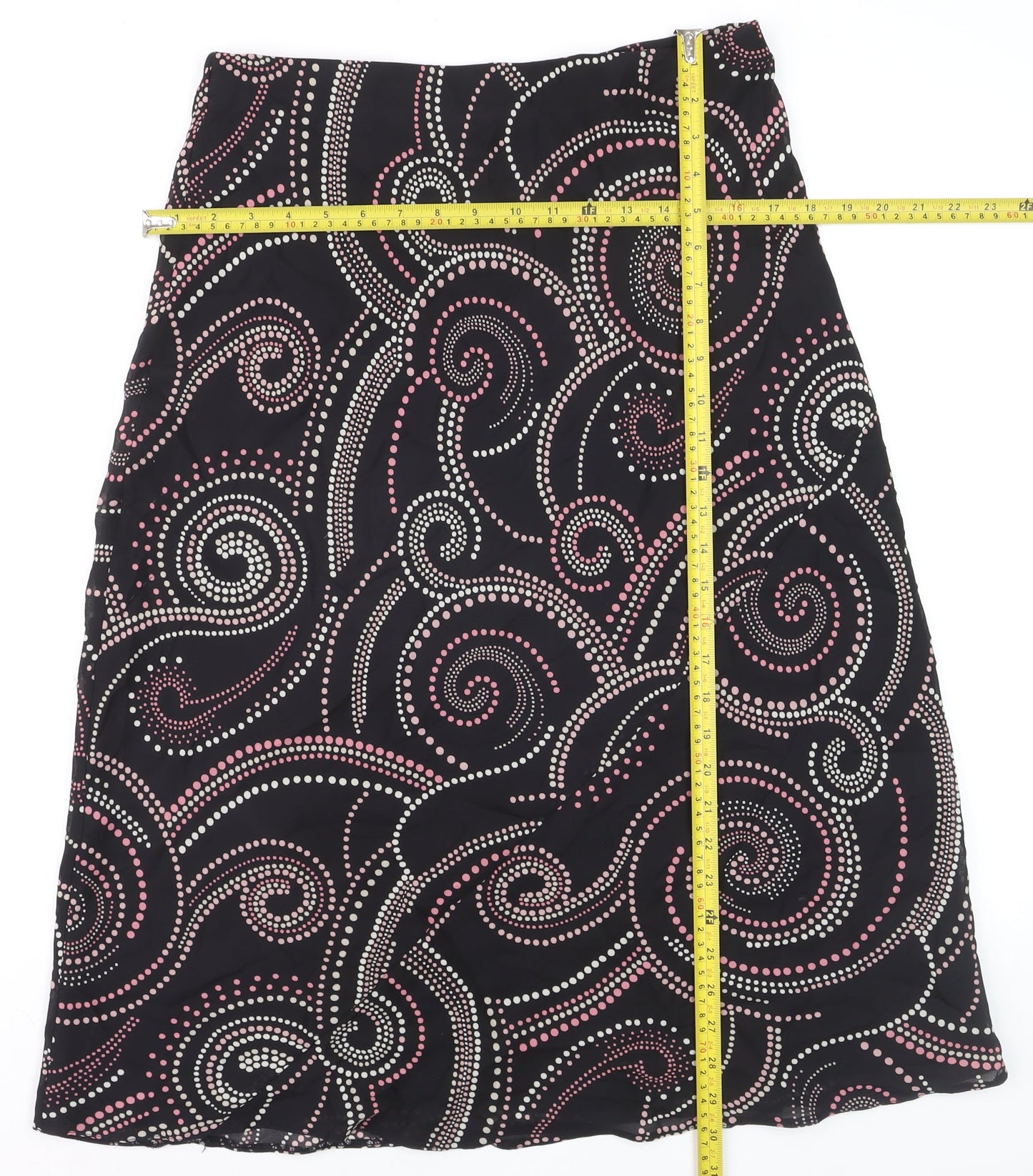 Bonmarché Women Black Geometric A-Line Knee Length Skirt Size 12