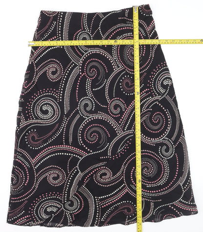 Bonmarché Women Black Geometric A-Line Knee Length Skirt Size 12
