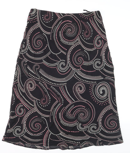 Bonmarché Women Black Geometric A-Line Knee Length Skirt Size 12