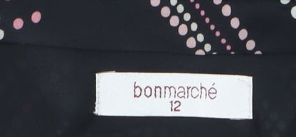 Bonmarché Women Black Geometric A-Line Knee Length Skirt Size 12