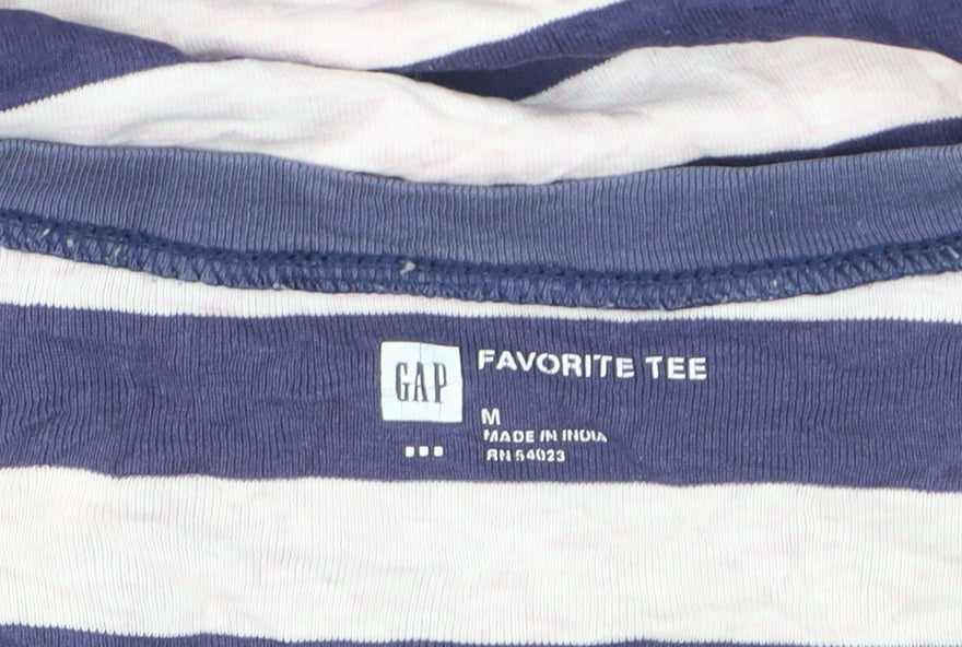 GAP Womens Blue Striped Long Sleeve V-Neck Cotton Tee M