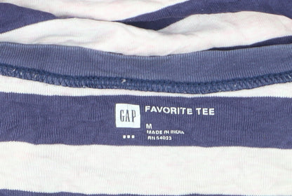 GAP Womens Blue Striped Long Sleeve V-Neck Cotton Tee M