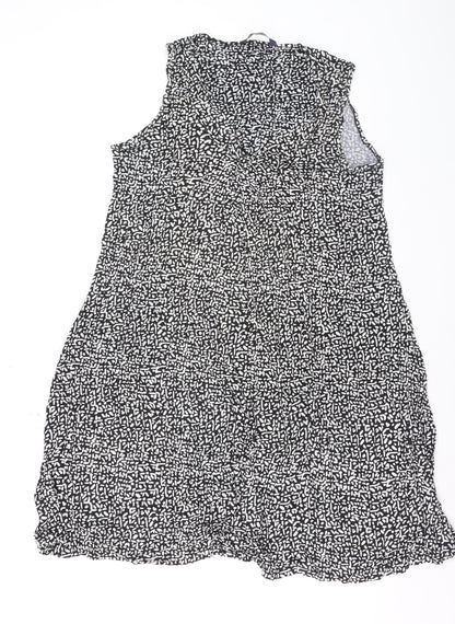 Marks and Spencer Women’s Black Geometric Sleeveless Jersey A-Line Dress Size 10