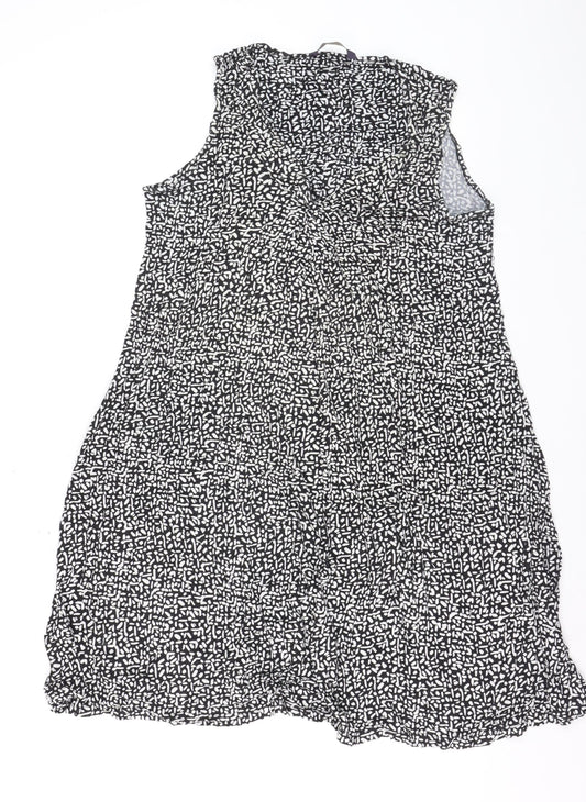 Marks and Spencer Women’s Black Geometric Sleeveless Jersey A-Line Dress Size 10