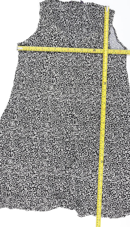 Marks and Spencer Women’s Black Geometric Sleeveless Jersey A-Line Dress Size 10