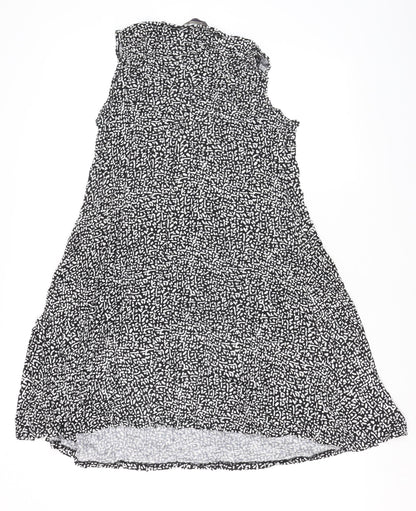 Marks and Spencer Women’s Black Geometric Sleeveless Jersey A-Line Dress Size 10