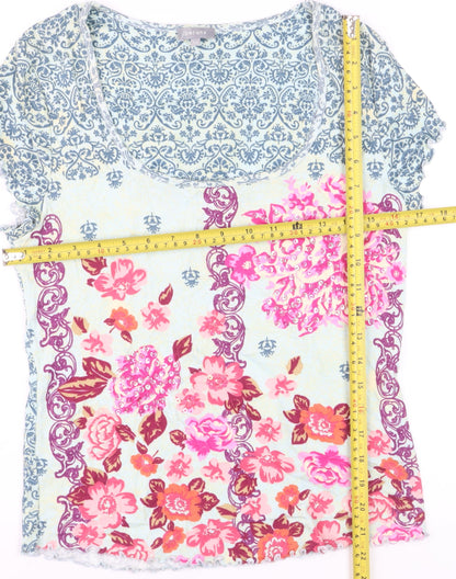 Marks and Spencer Per Una Women's Multicoloured Floral Cotton T-Shirt Size 16