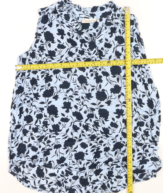 Kaffe Womens Blue Floral Sleeveless Tunic Blouse Size 12