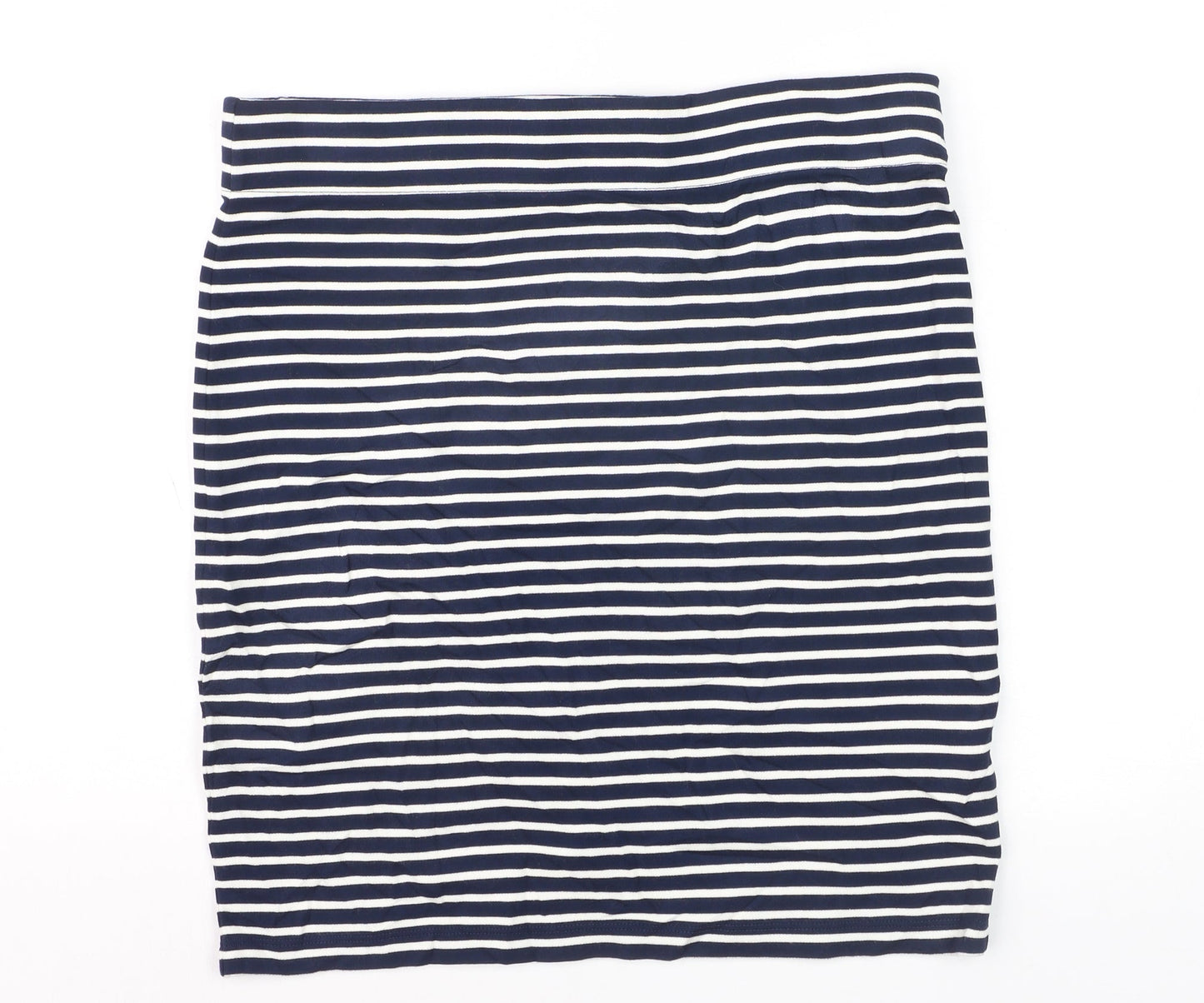 Jack Wills Women Blue Striped Cotton Pencil Skirt Size 12